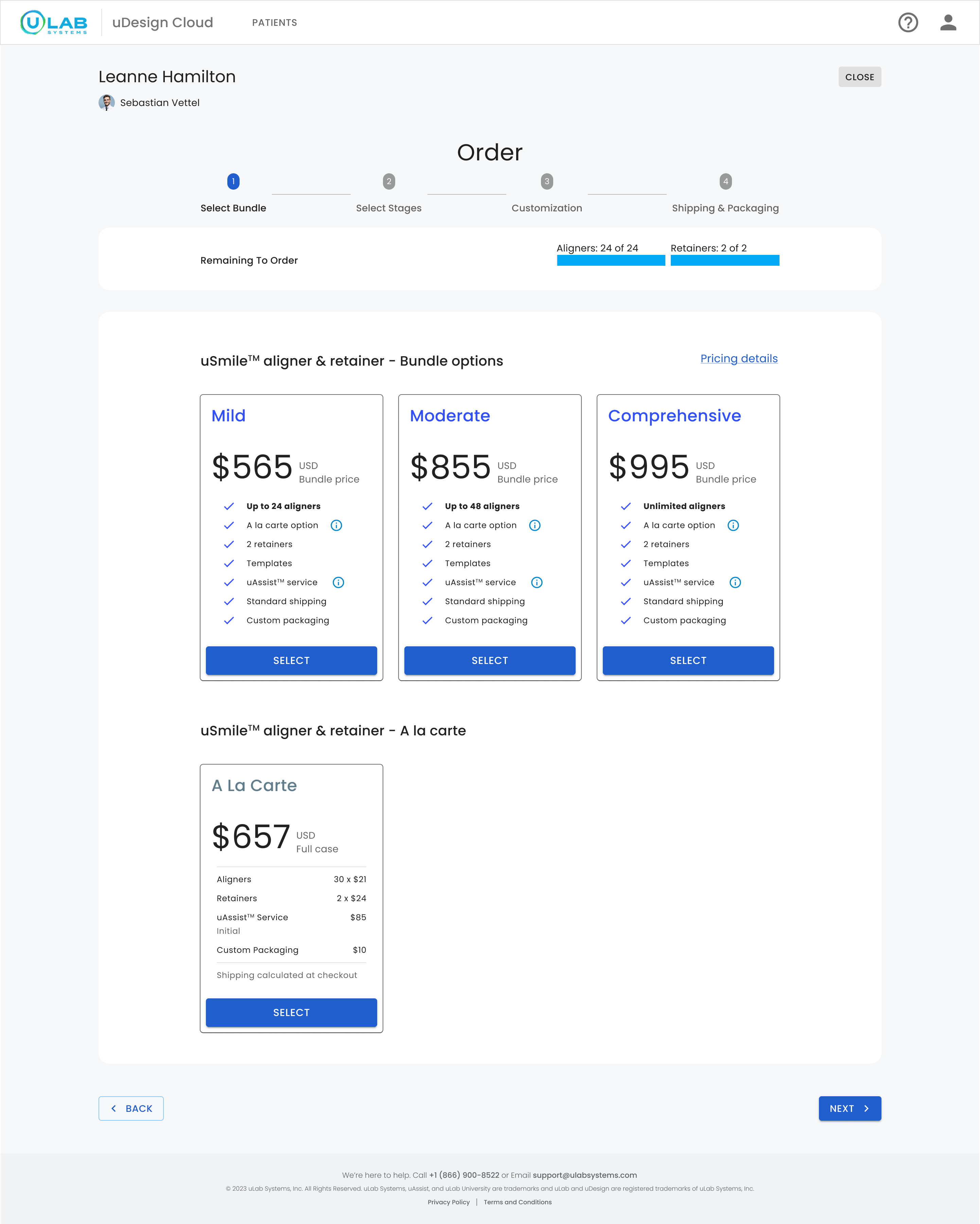 Full-screen uCloud bundle selection step